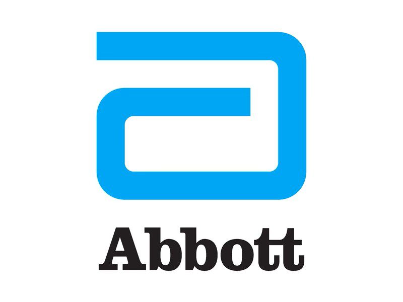 Blue Abbott logo on white background.